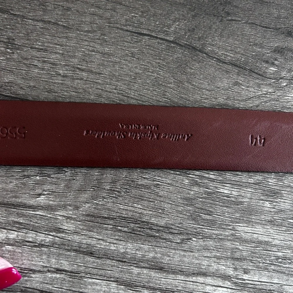 Aniline Kipskin Full Grain Leather‎ Men Belt 44 Reddish Brown Brass Buckle USA